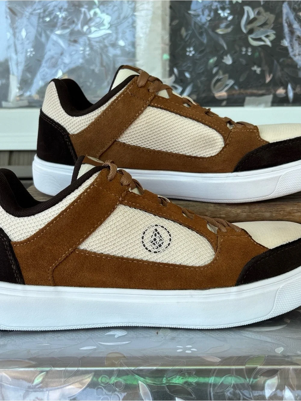 Volcom Men workwear Comp toe Sneakers in Brown and Cream with Dark Brown Accents